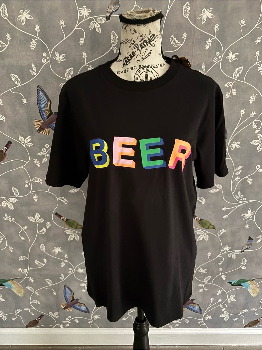 NWT Cotton On Black Tee with Colorful BEER Graphic shirt sleeved t Adult S